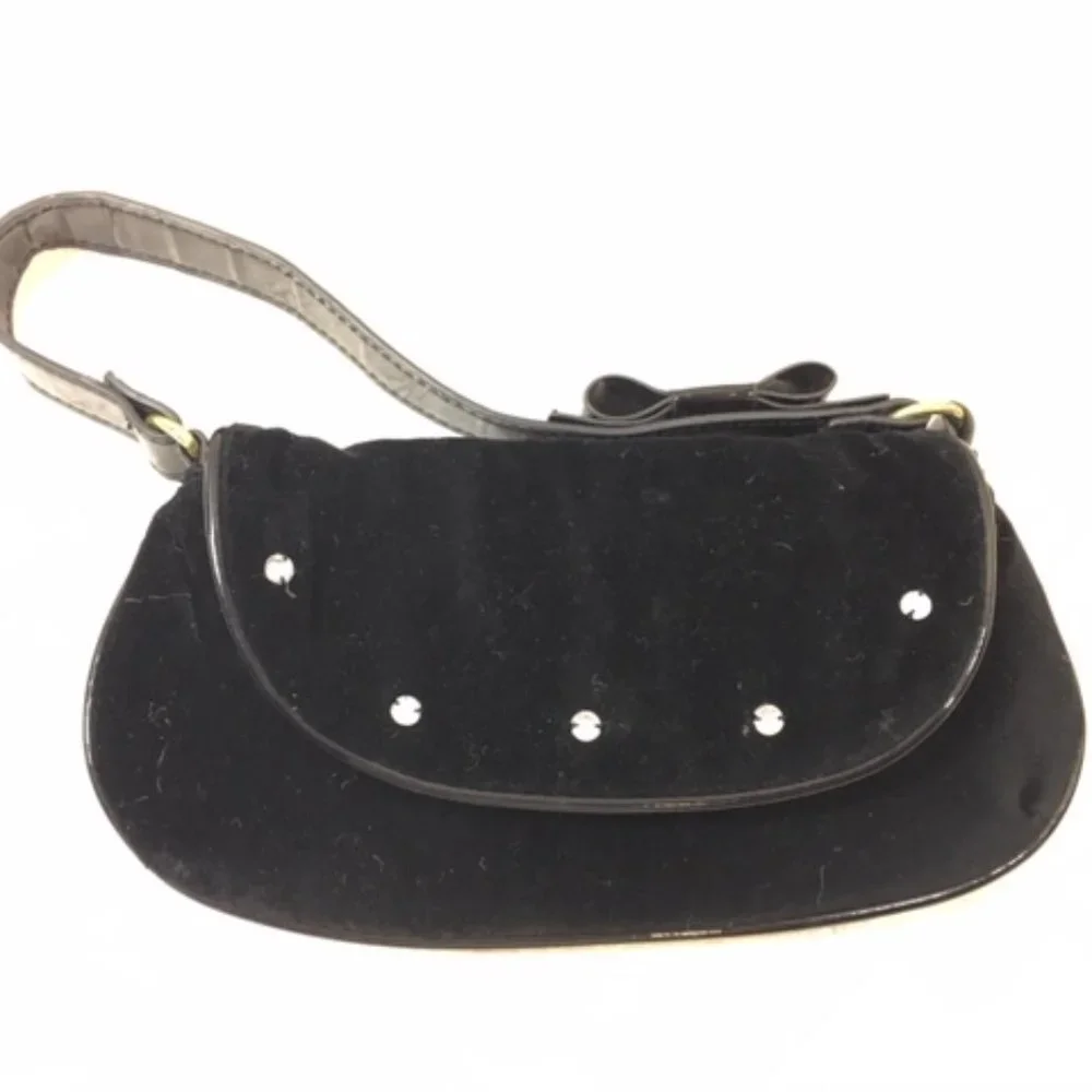 The Children's Place Girls Black Velvet Rhinestones Purse